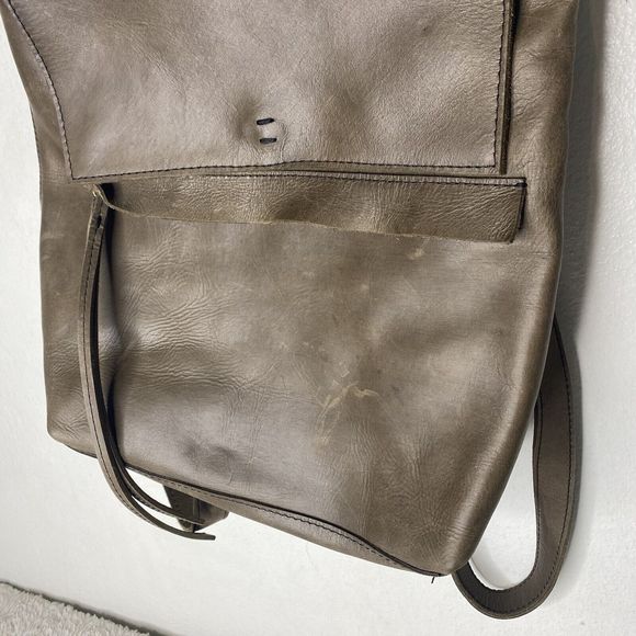 Raven + Lily Leather Addis Backpack Handbag Carryall Taupe Brown/Gray Minimalist main image 11